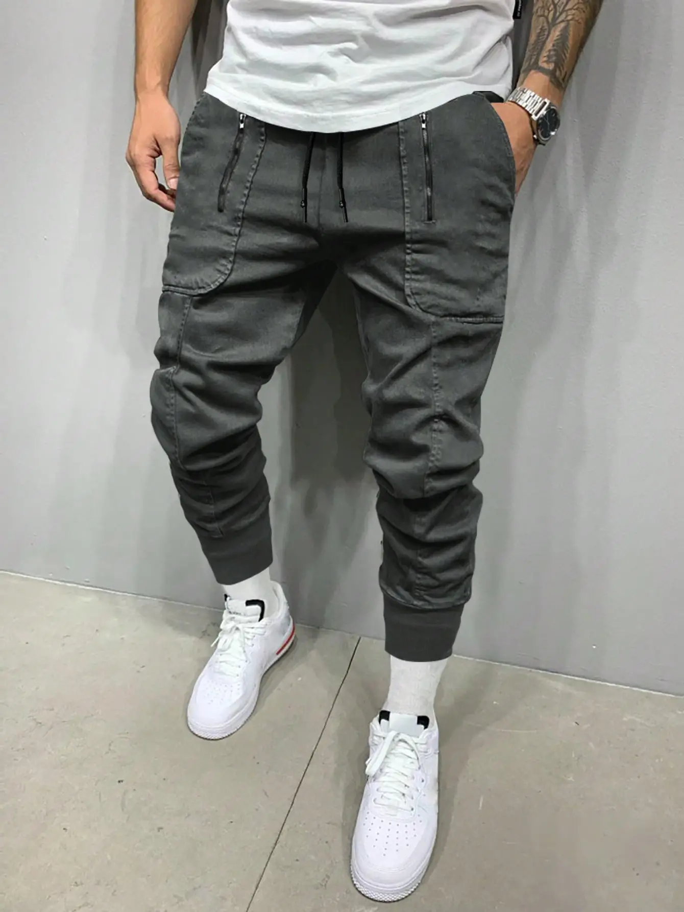 Men Black Jogger Pants Summer Casual European Size — feature 4