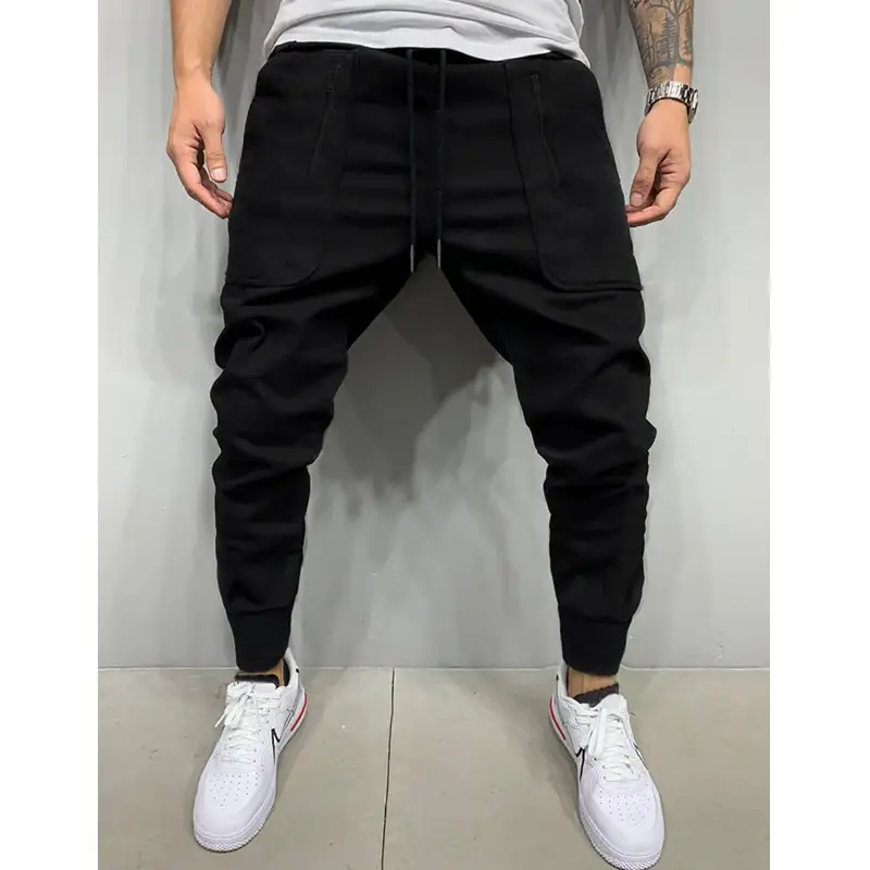 Men Black Jogger Pants Summer Casual European Size - Image 2