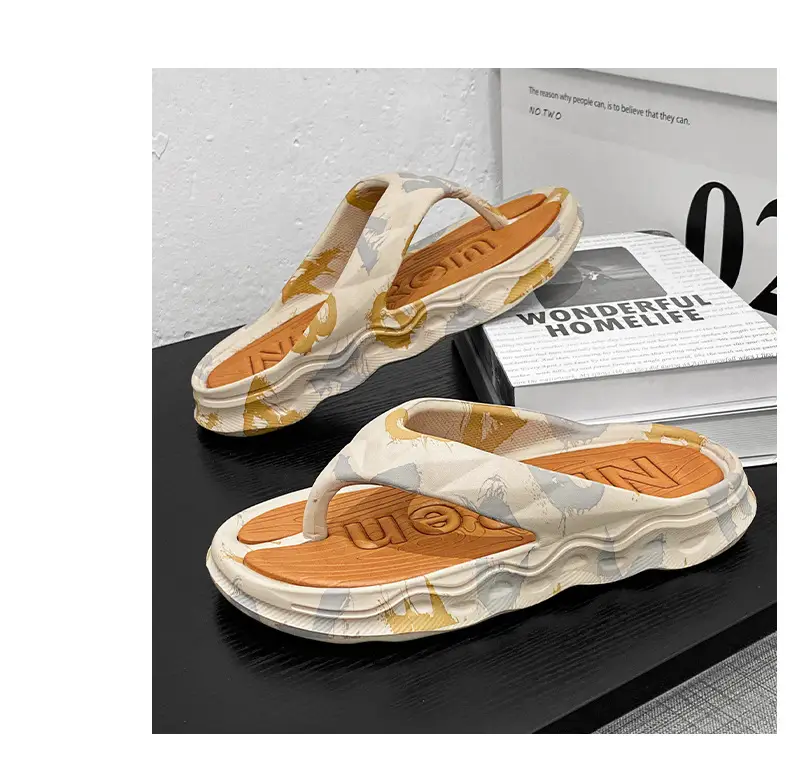 Thick-soled flip-flops men's summer outdoor crossing south net red clip-on sandals non-slip wear-resistant seaside casual beach shoes — feature 15