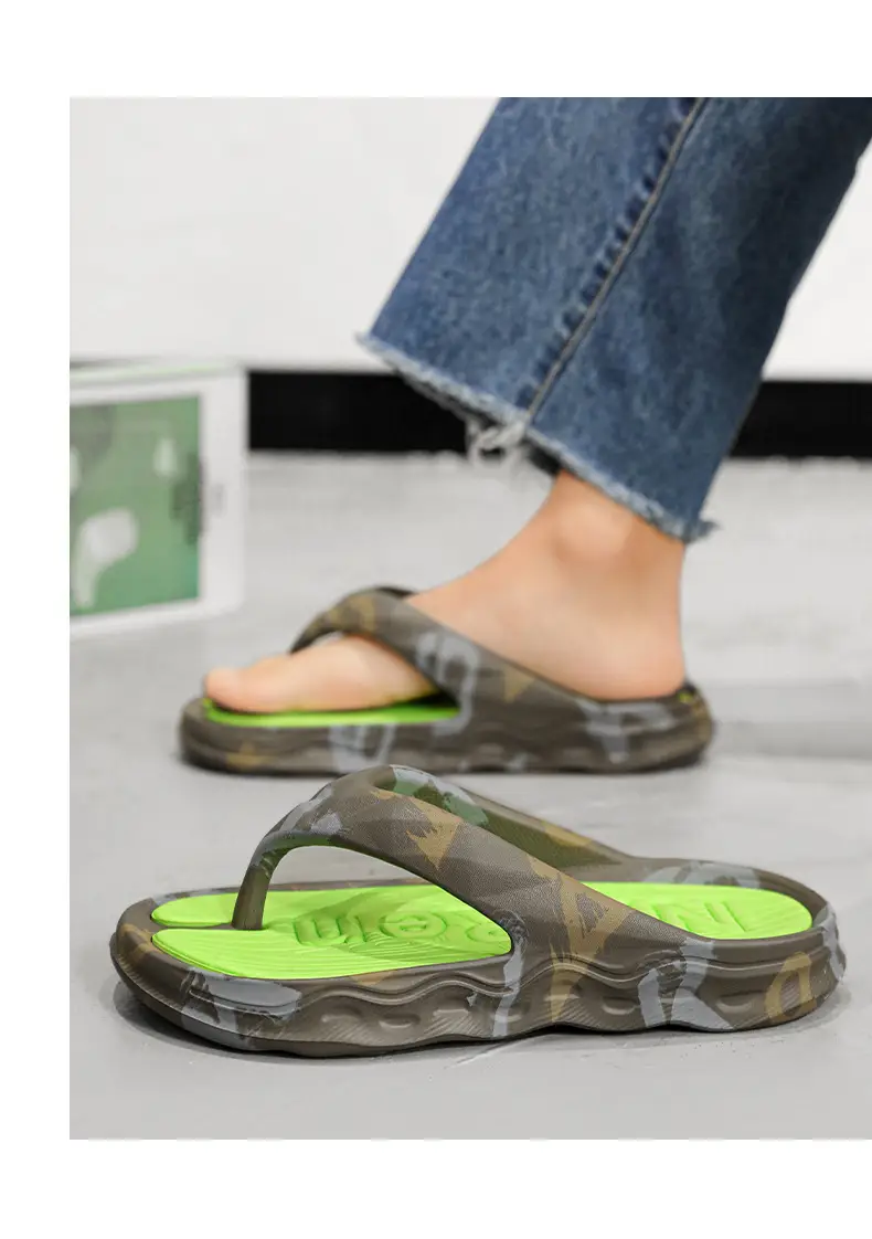 Thick-soled flip-flops men's summer outdoor crossing south net red clip-on sandals non-slip wear-resistant seaside casual beach shoes — feature 22