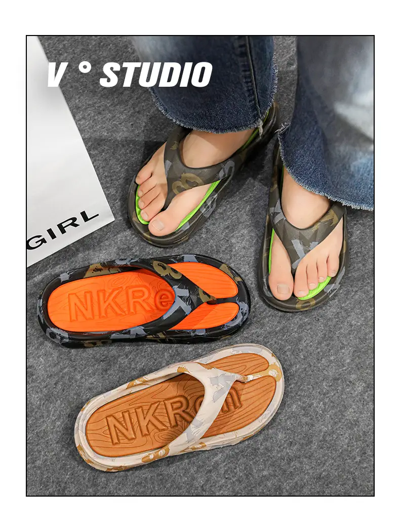 Thick-soled flip-flops men's summer outdoor crossing south net red clip-on sandals non-slip wear-resistant seaside casual beach shoes — feature 4