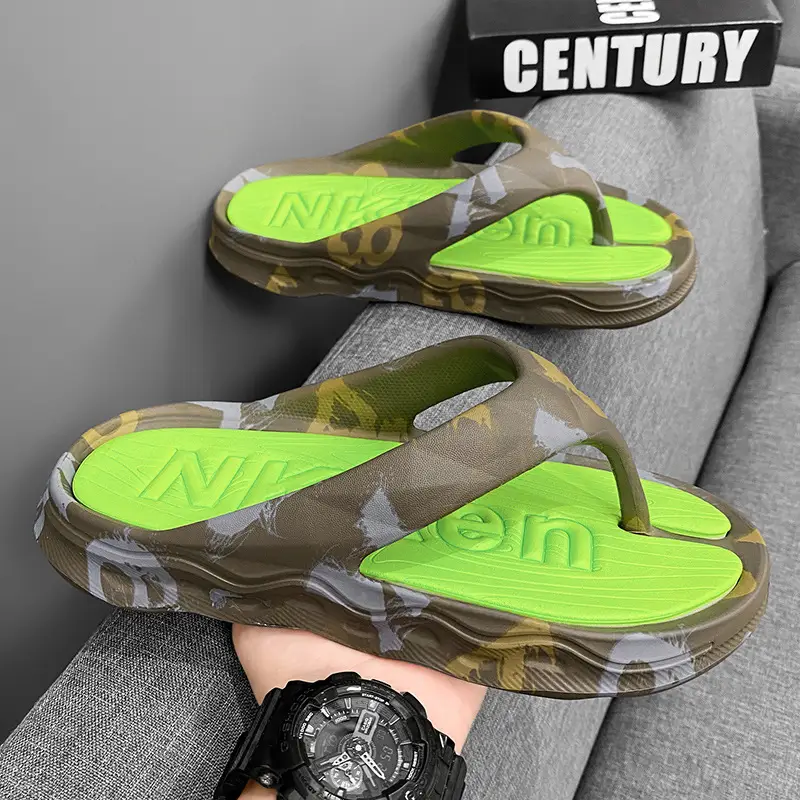 Thick-soled flip-flops men's summer outdoor crossing south net red clip-on sandals non-slip wear-resistant seaside casual beach shoes