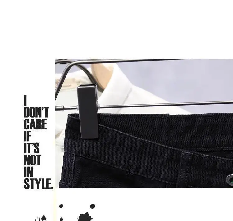Black Ripped Splash Ink Slim Fit Shorts for Men — feature 5