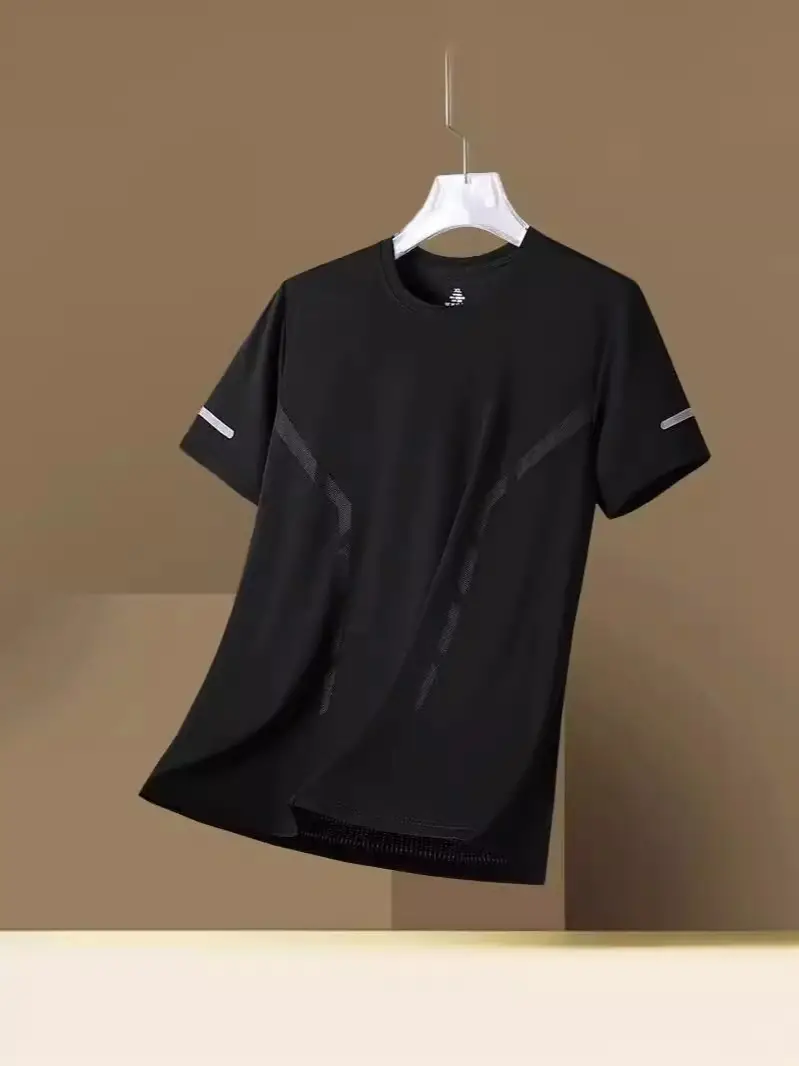 Men's White Ice Silk T-Shirt Large Summer Casual - Image 6