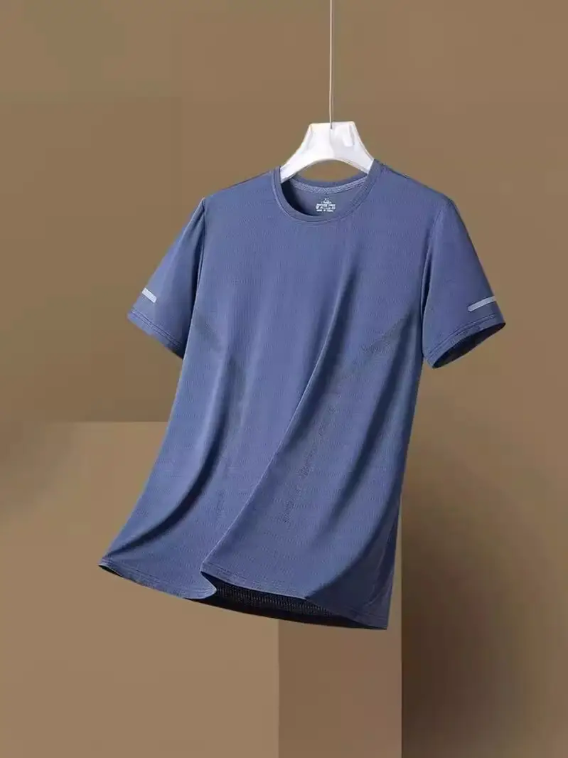 Men's White Ice Silk T-Shirt Large Summer Casual - Image 7