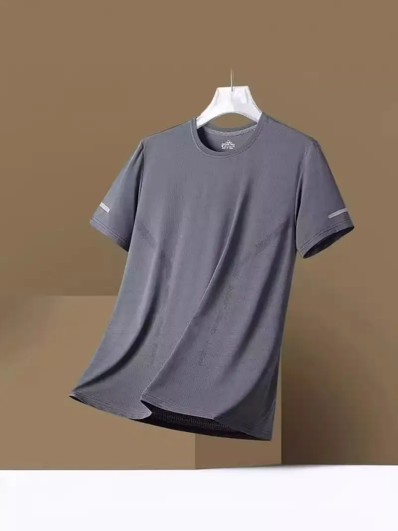 Men's White Ice Silk T-Shirt Large Summer Casual - Image 8