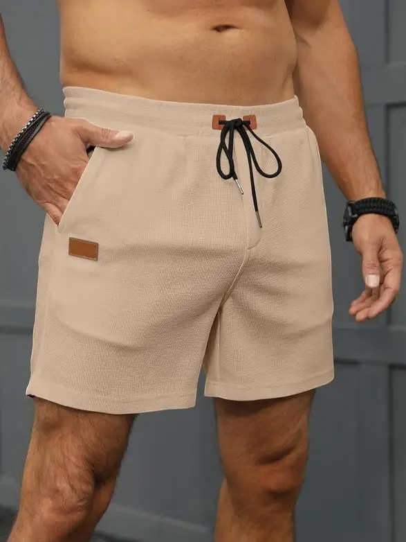 Men's Light Grey Waffle Shorts Cross-border Summer - Image 9