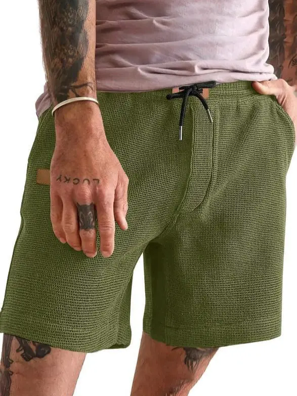 Men's Light Grey Waffle Shorts Cross-border Summer - Image 11