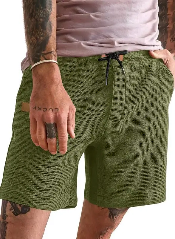 Men's Light Grey Waffle Shorts Cross-border Summer — feature 17