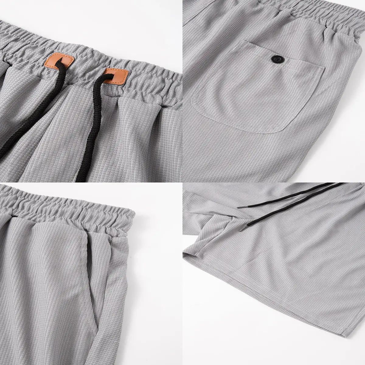 Men's Light Grey Waffle Shorts Cross-border Summer — feature 30