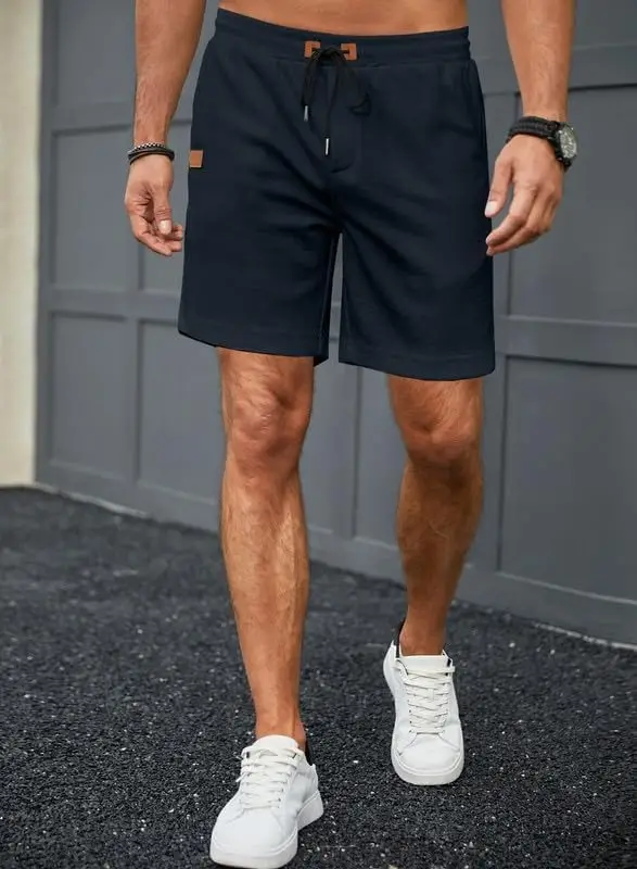 Men's Light Grey Waffle Shorts Cross-border Summer — feature 32