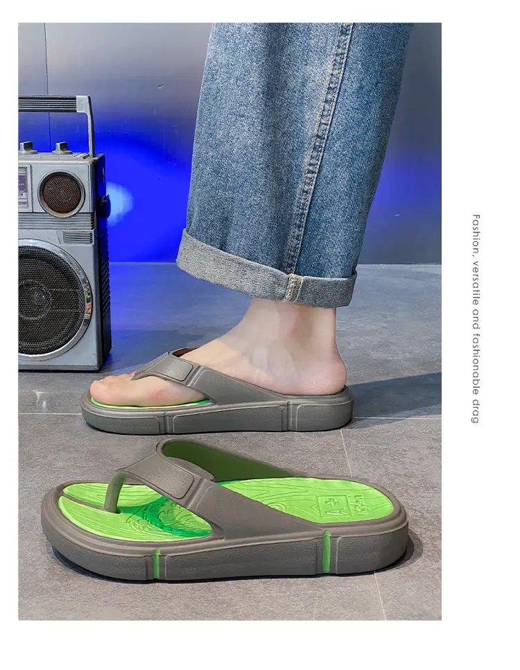 Flip Flops Men's Summer Outer Wear Soft Sole Casual Flip-on Sports Slippers Men's Thick Sole Outdoor Beach Sandals — feature 12