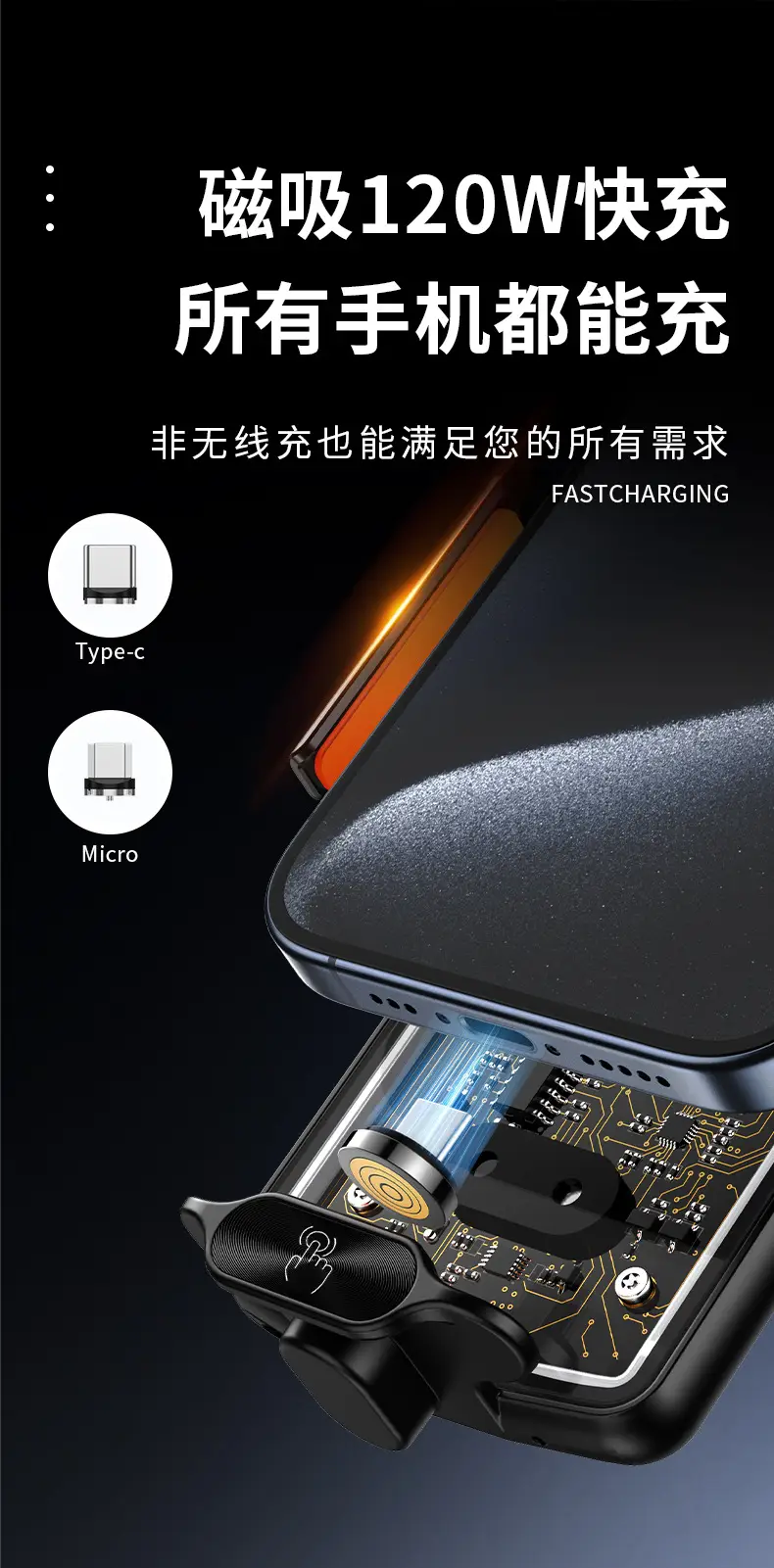 Transparent Magnetic Car Phone Holder 66W Wireless Charger — feature 6