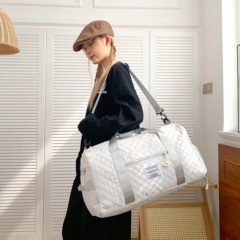 White Crossbody Gym Bag Women Waterproof Travel Bag - Image 8
