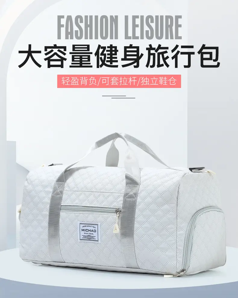 White Crossbody Gym Bag Women Waterproof Travel Bag — feature 1