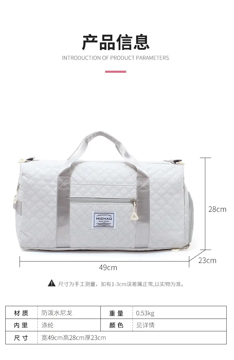White Crossbody Gym Bag Women Waterproof Travel Bag — feature 12