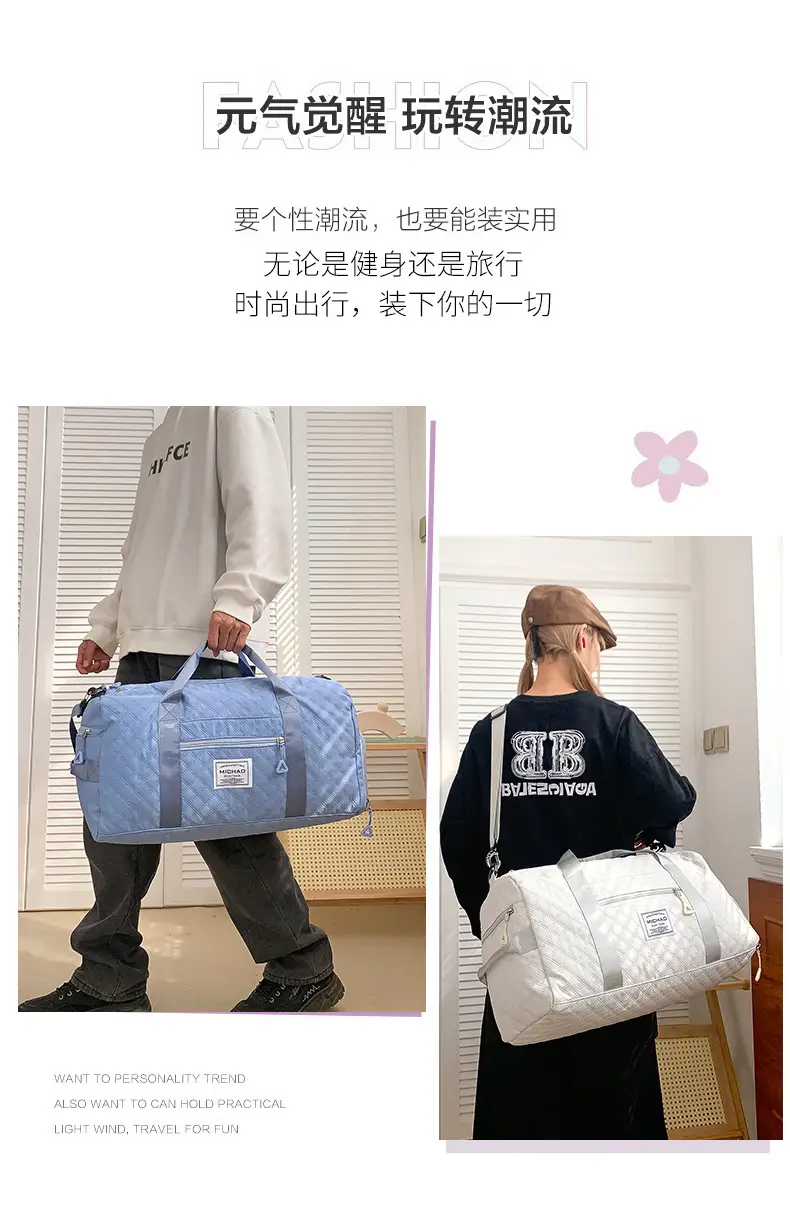 White Crossbody Gym Bag Women Waterproof Travel Bag — feature 3