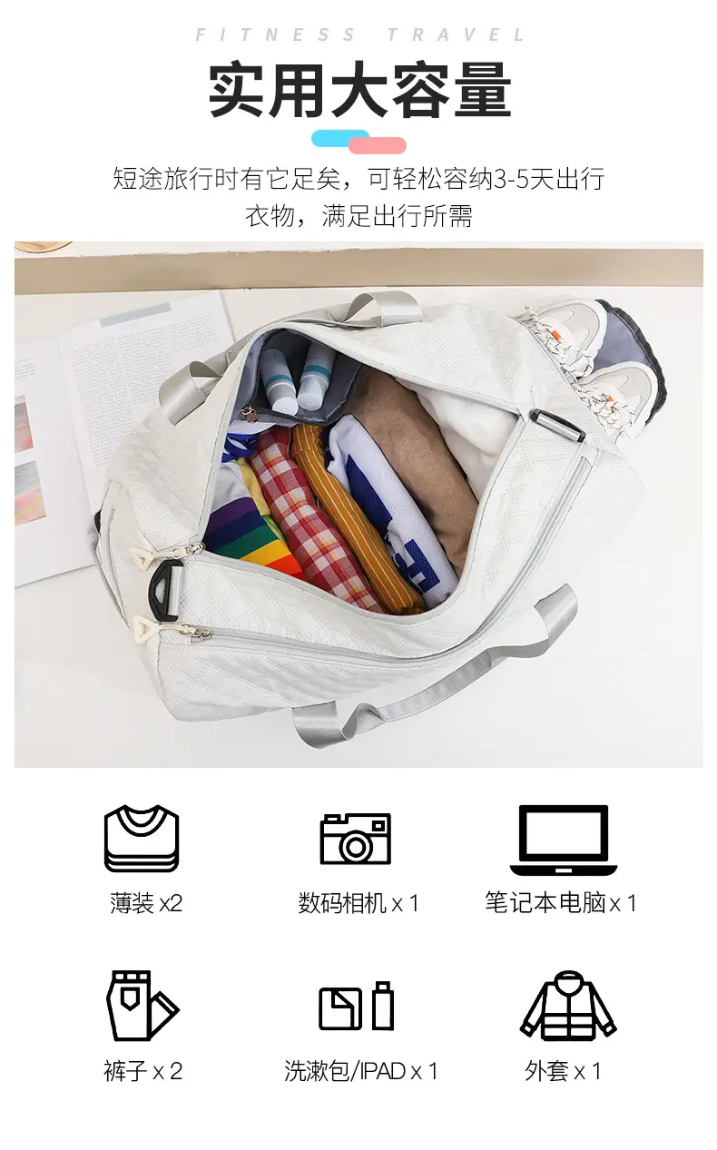 White Crossbody Gym Bag Women Waterproof Travel Bag — feature 5