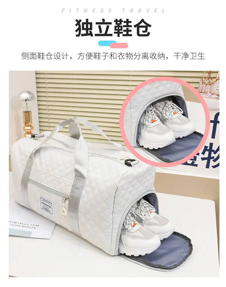White Crossbody Gym Bag Women Waterproof Travel Bag — feature 9