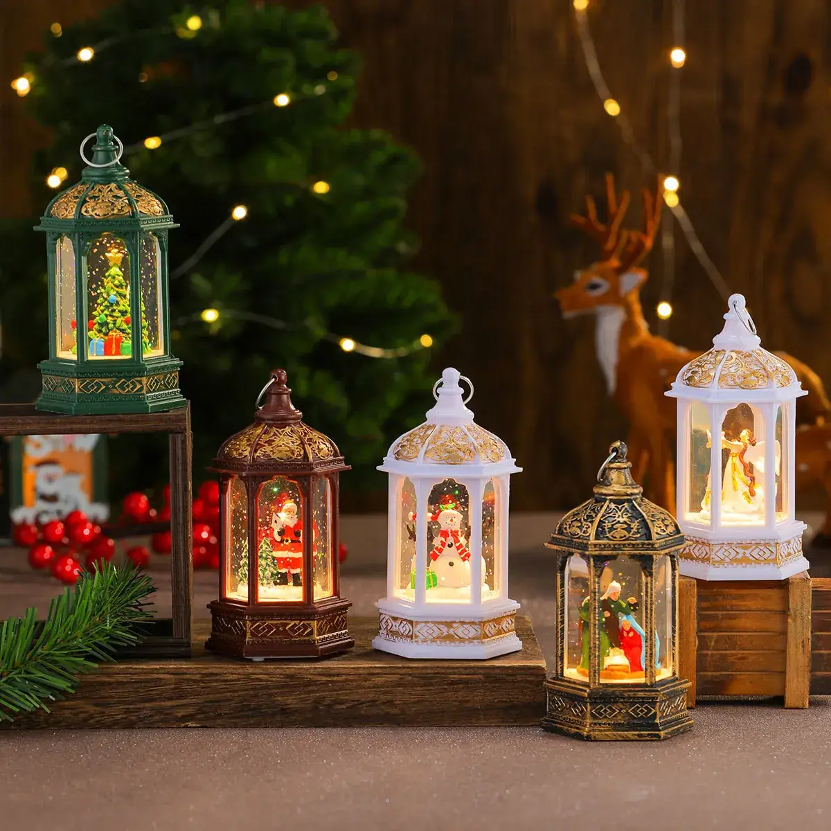 Christmas Snow Hexagonal Night Light with Colorful Glow - Image 7