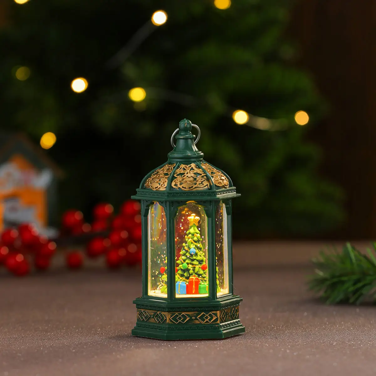 Christmas Snow Hexagonal Night Light with Colorful Glow — feature 12