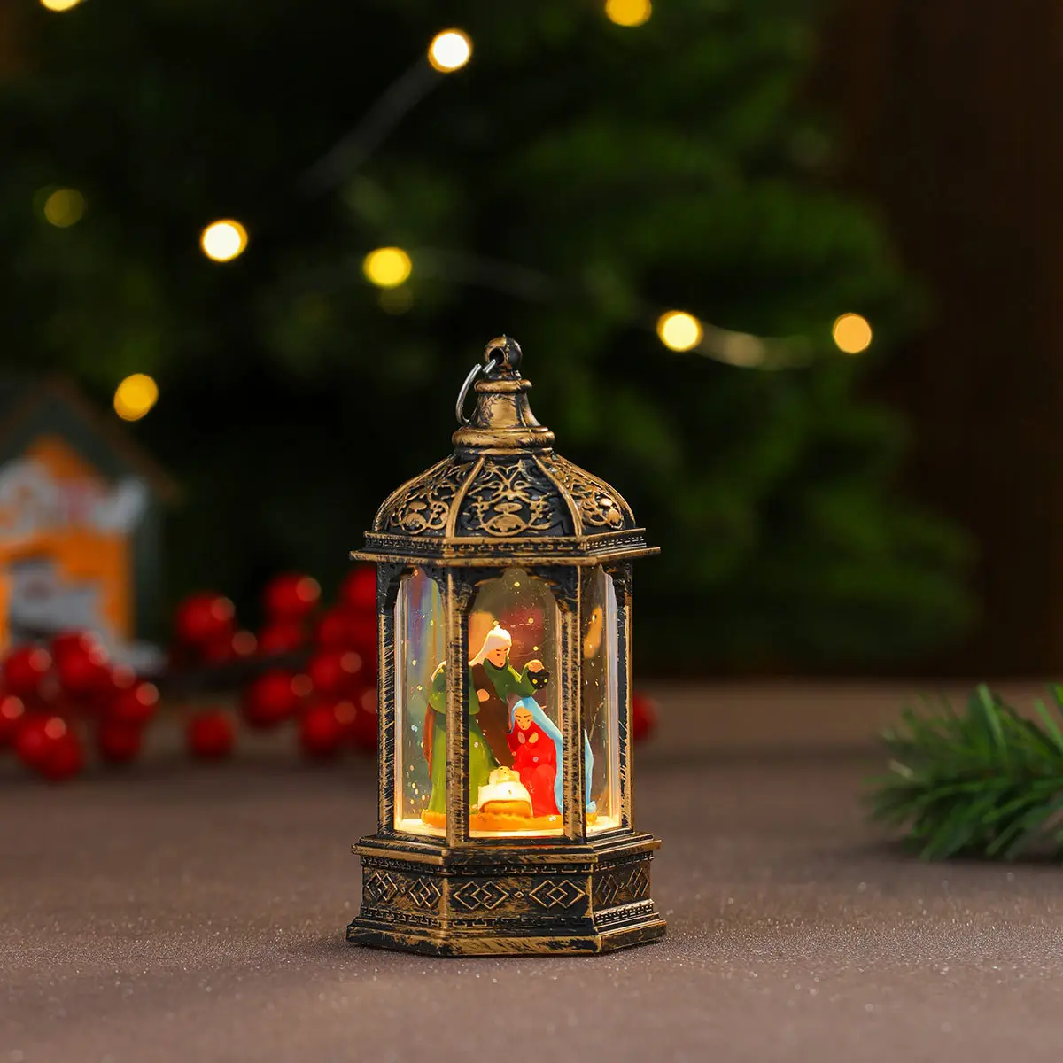 Christmas Snow Hexagonal Night Light with Colorful Glow — feature 14