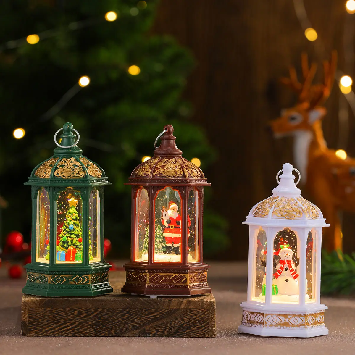 Christmas Snow Hexagonal Night Light with Colorful Glow — feature 5