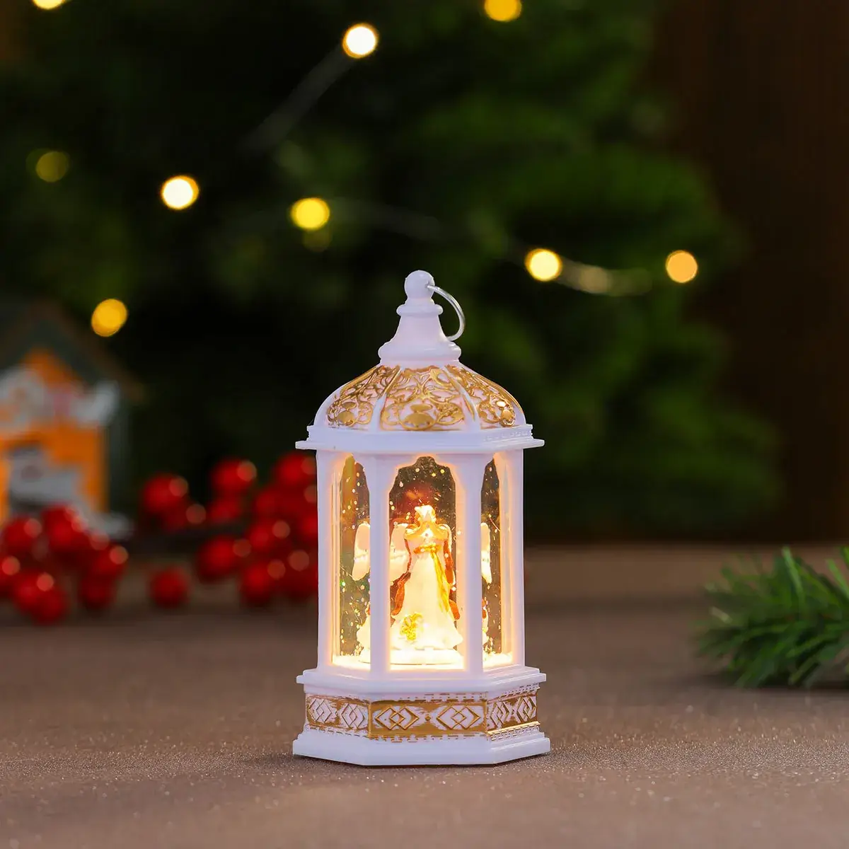 Christmas Snow Hexagonal Night Light with Colorful Glow - Image 4