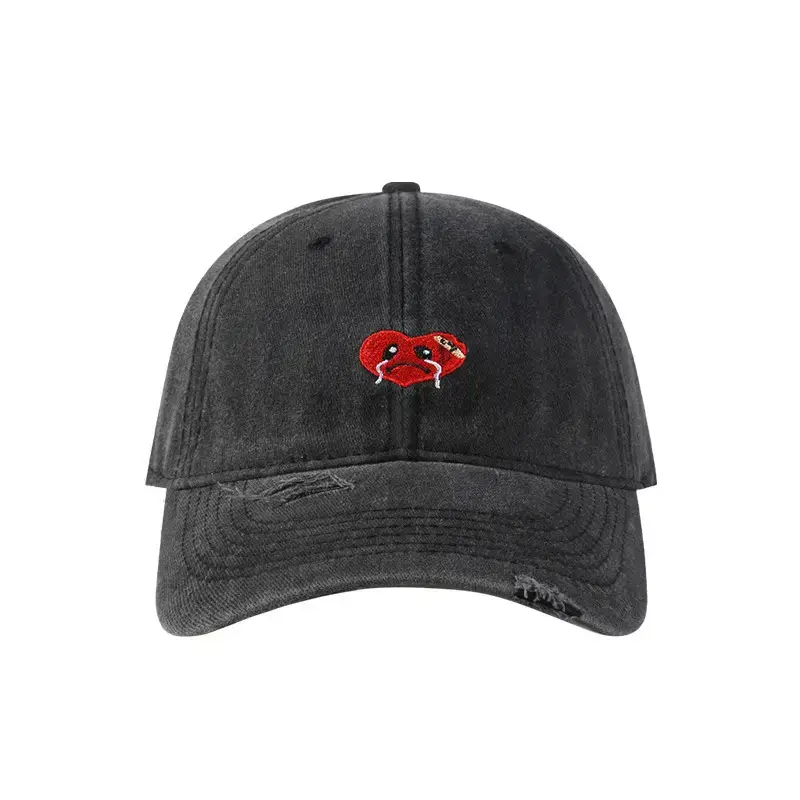 Female Cartoon Embroidered Washed Old Peaked Cap - Image 11