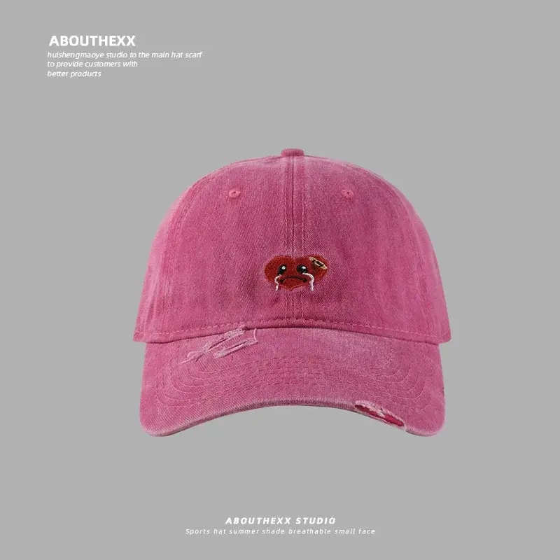 Female Cartoon Embroidered Washed Old Peaked Cap — feature 5