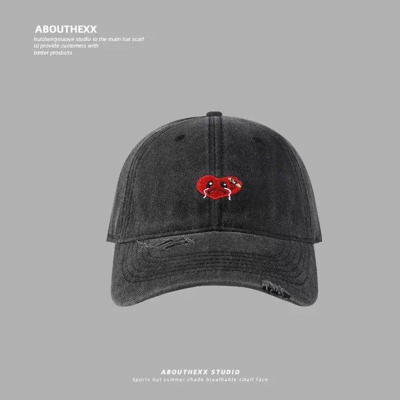 Female Cartoon Embroidered Washed Old Peaked Cap — feature 6