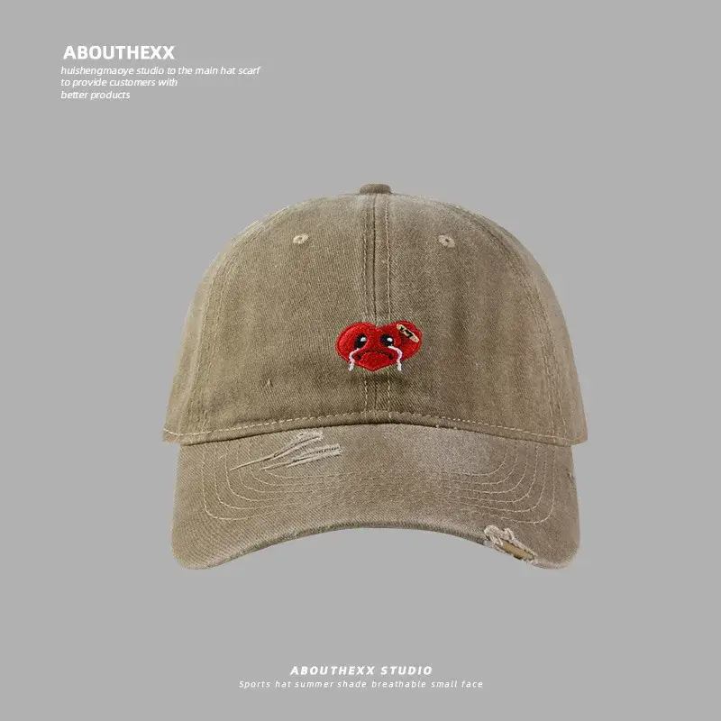 Female Cartoon Embroidered Washed Old Peaked Cap — feature 8