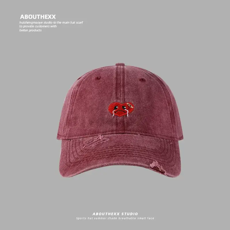 Female Cartoon Embroidered Washed Old Peaked Cap — feature 9
