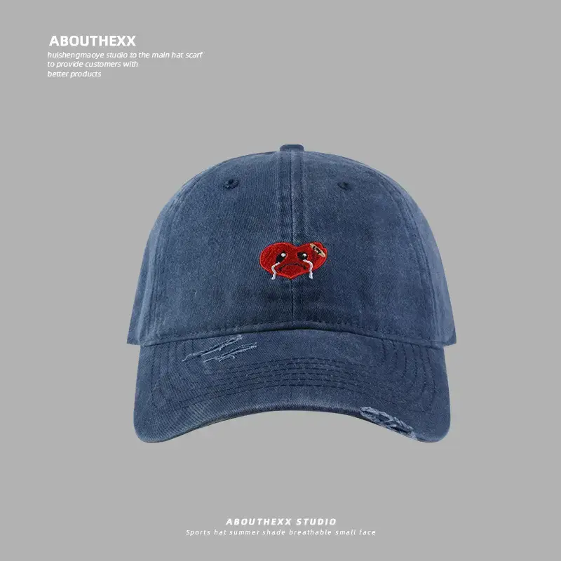 Female Cartoon Embroidered Washed Old Peaked Cap - Image 4
