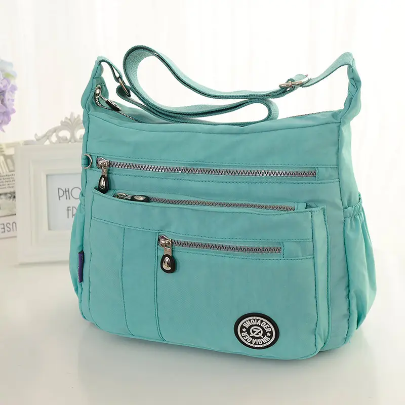 Women's Lightweight Wash Nylon Crossbody Bag Turquoise
