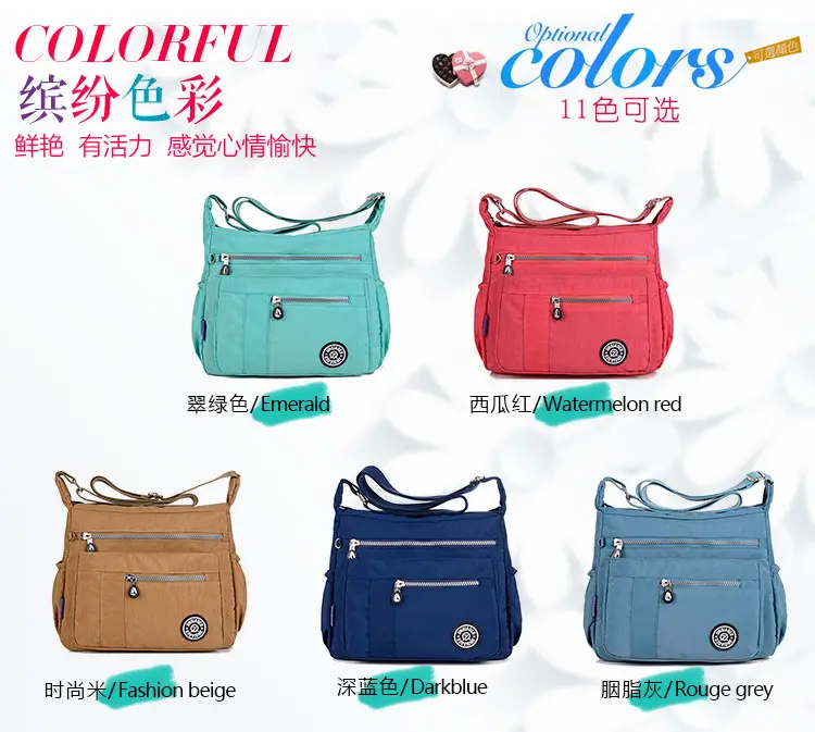 Women's Lightweight Wash Nylon Crossbody Bag Turquoise — feature 2