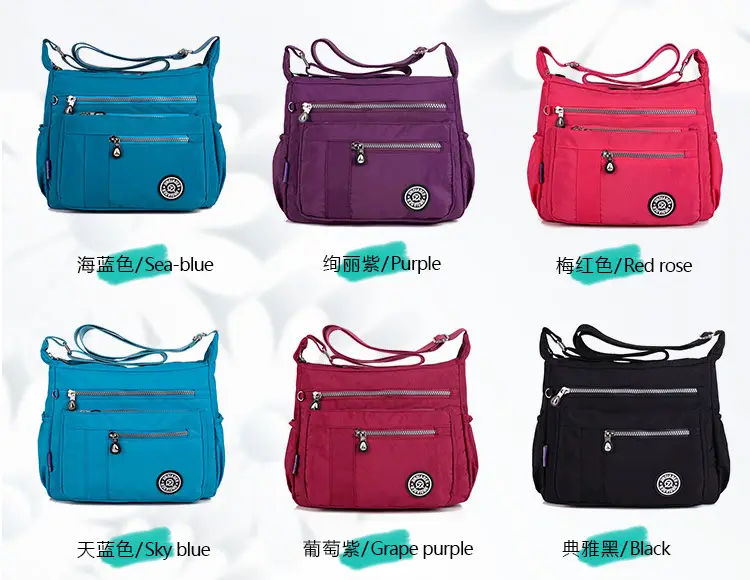 Women's Lightweight Wash Nylon Crossbody Bag Turquoise — feature 3