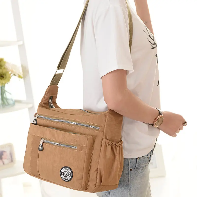 Women's Lightweight Wash Nylon Crossbody Bag Turquoise — feature 4