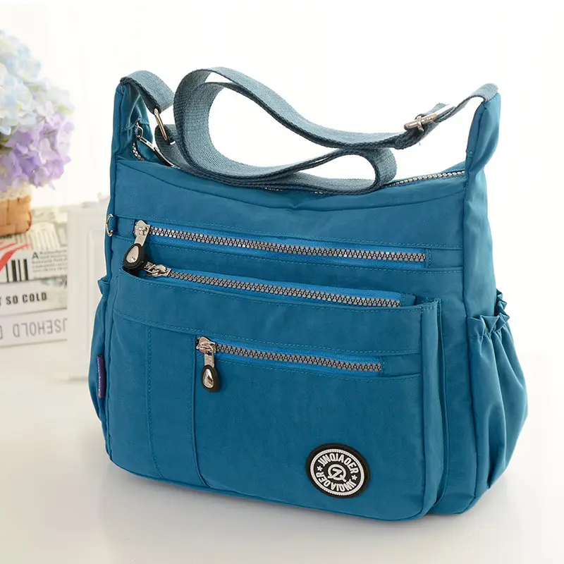 Women's Lightweight Wash Nylon Crossbody Bag Turquoise