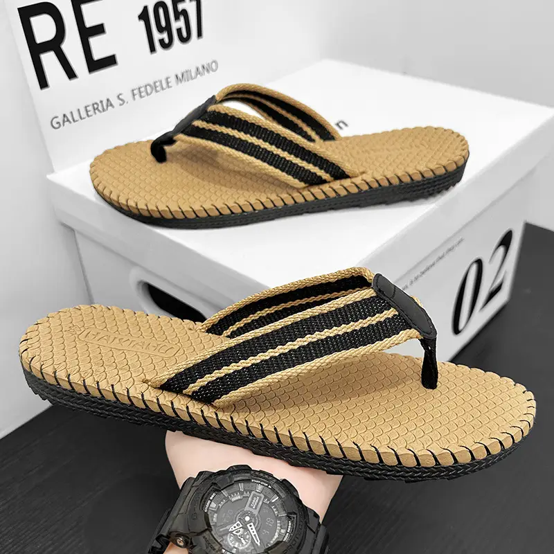 Vietnam Flip Flops Summer New Non-slip Casual Slippers Men's Woven Distinctive Beach Sandals Thailand Cross-border Trendy Slippers - Image 2