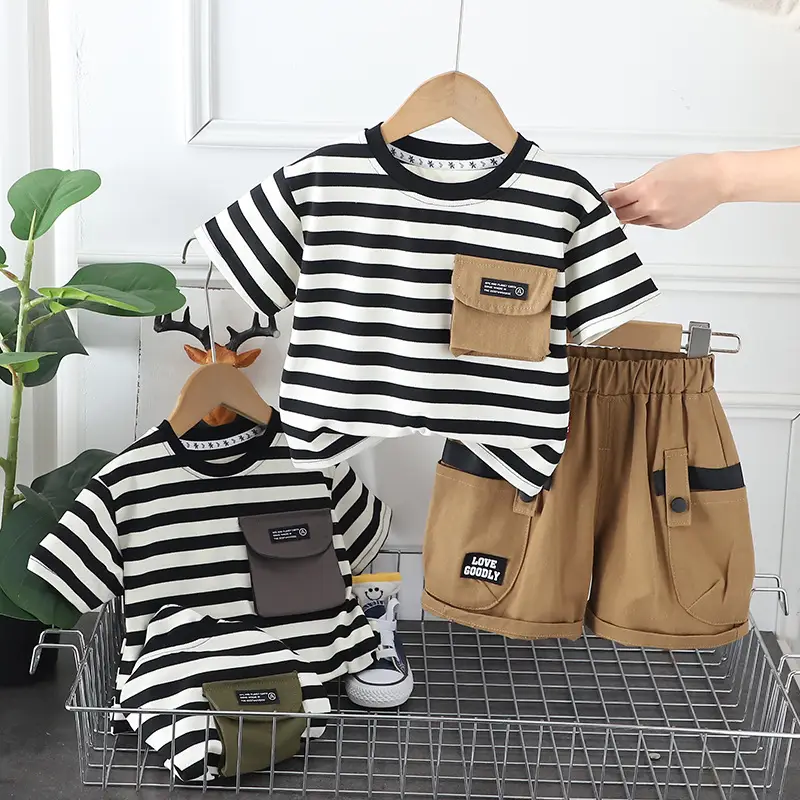Boys Striped Summer Suit 2024 Two-Piece Set - Image 4