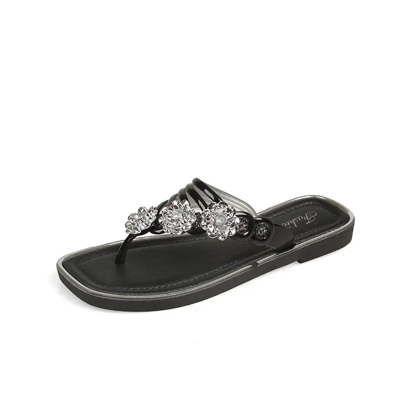 Fashion Trendy Thick Bottom silver Flip-Flops Women's Shoes 2024 Summer Outer Wear Flip-Flops Beach Sandals Women's Shoes