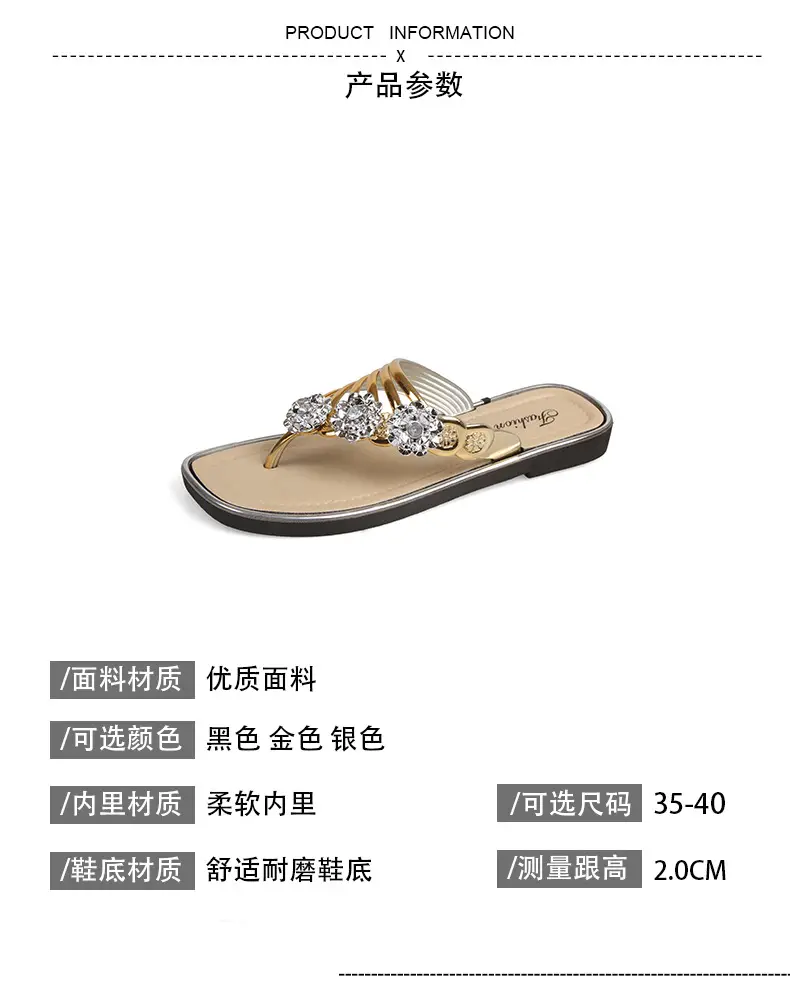 Fashion Trendy Thick Bottom silver Flip-Flops Women's Shoes 2024 Summer Outer Wear Flip-Flops Beach Sandals Women's Shoes — feature 2