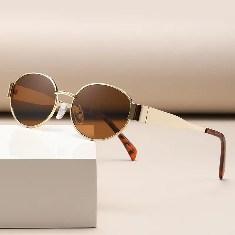 Metal Oval Sunscreen Sunglasses Cross Brand European American - Image 9