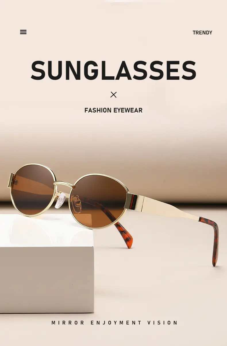 Metal Oval Sunscreen Sunglasses Cross Brand European American — feature 2