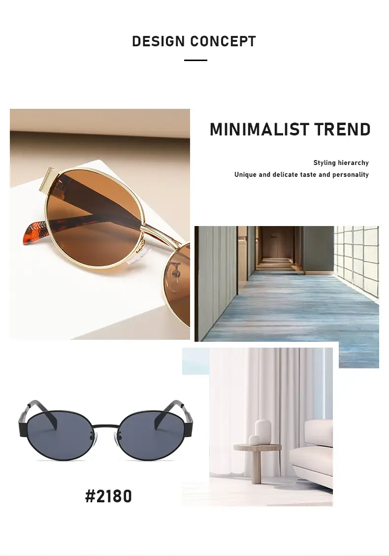 Metal Oval Sunscreen Sunglasses Cross Brand European American — feature 3