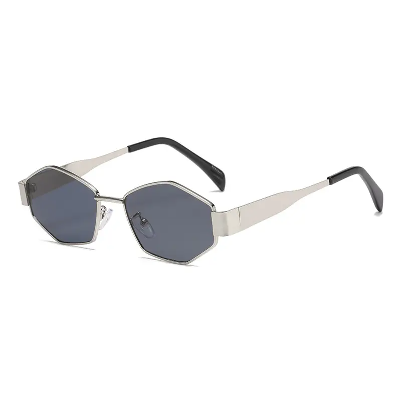 Women's Diamond Metal Retro Sunglasses Grey - Image 12