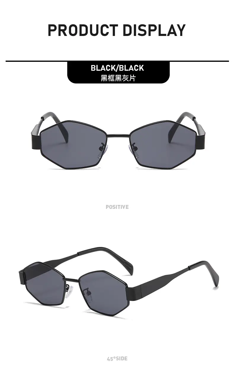 Women's Diamond Metal Retro Sunglasses Grey — feature 13
