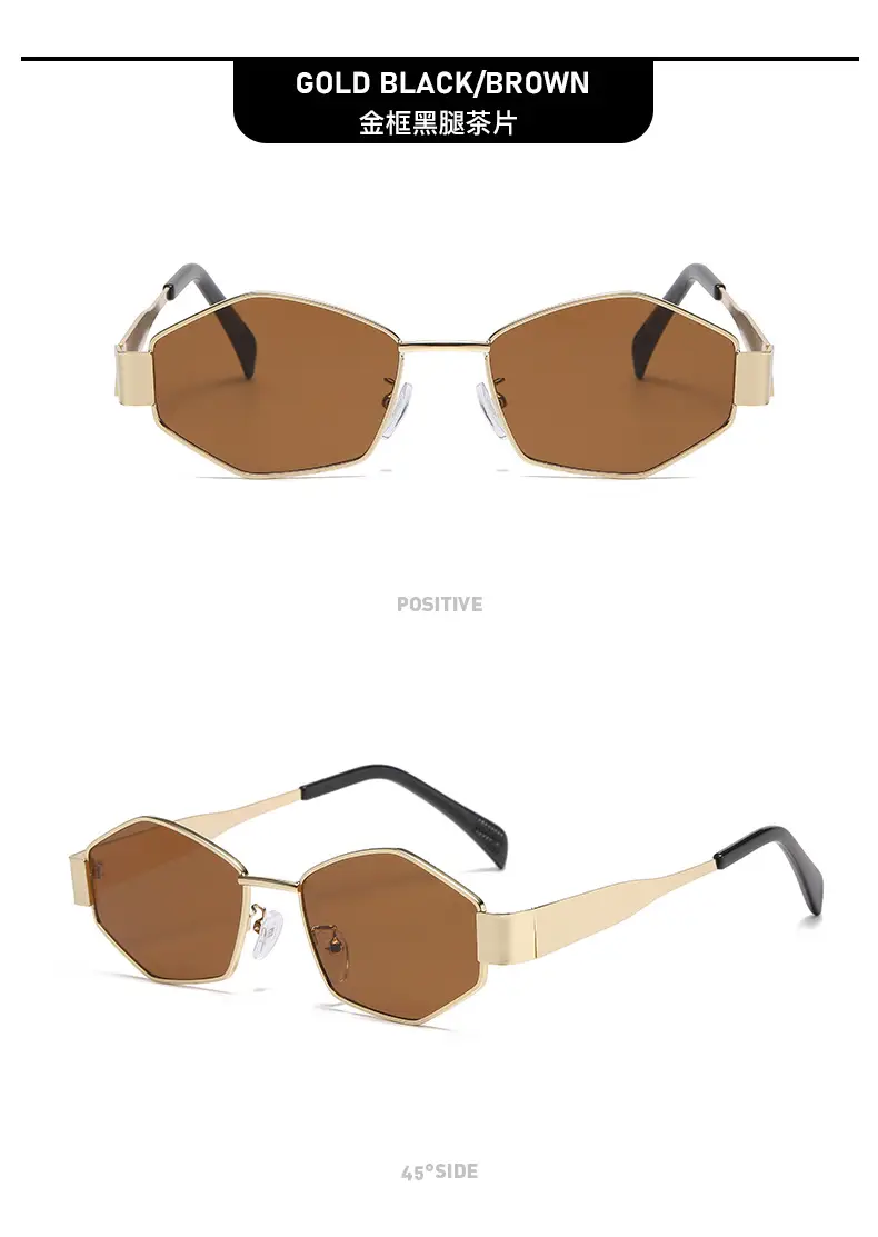 Women's Diamond Metal Retro Sunglasses Grey — feature 16