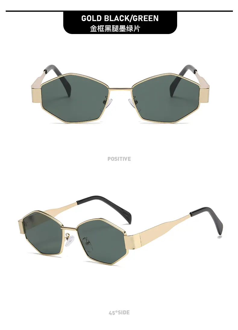 Women's Diamond Metal Retro Sunglasses Grey — feature 18